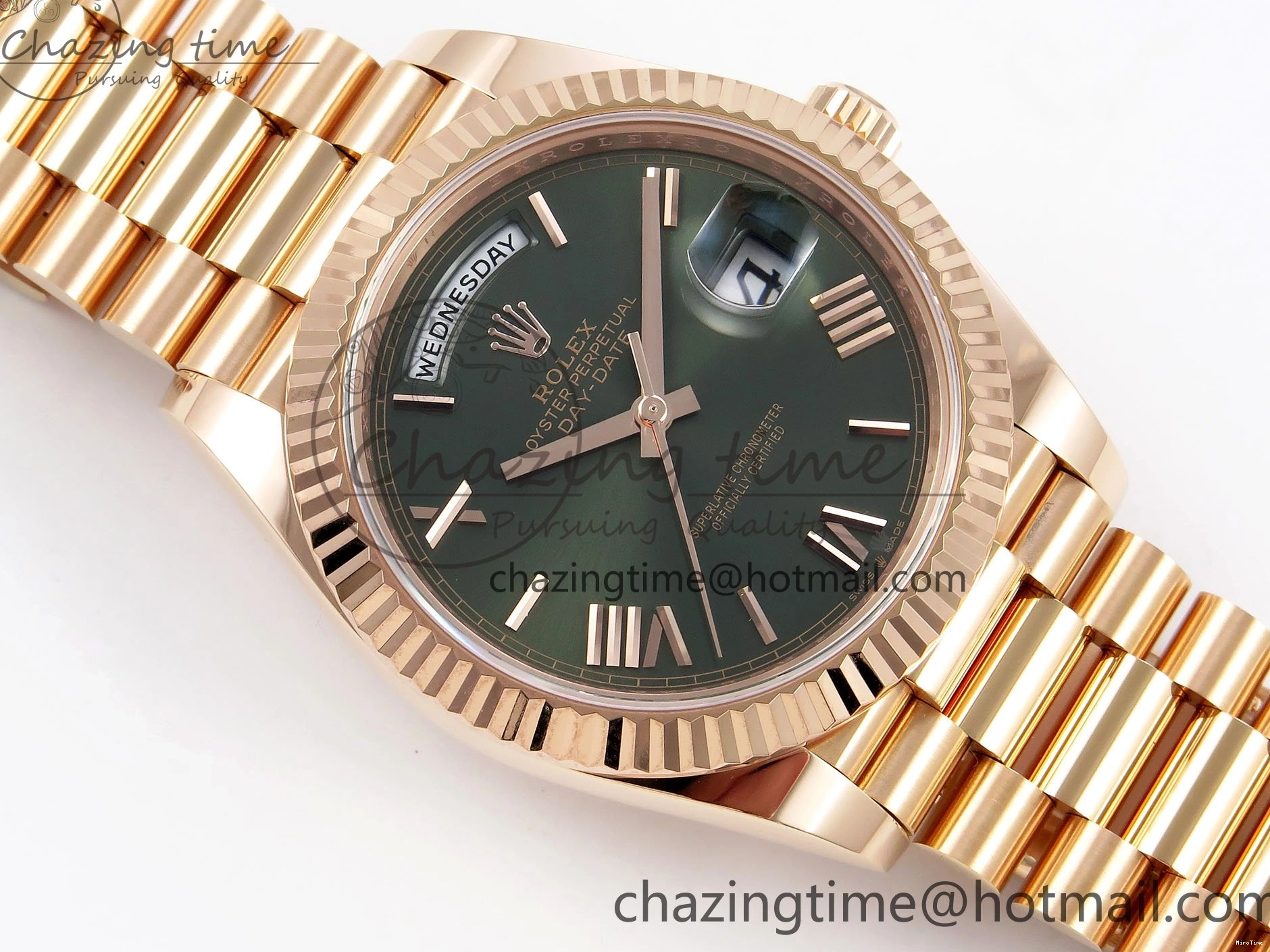 MiroTime 1228 Day Date 40 RG 228235 ARF 1:1 Best Edition Green Roman Dial on President Bracelet VR WrinkleFree 1509